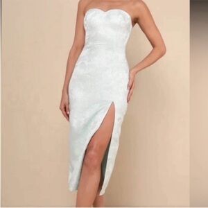 Mint Green Jacquard Strapless
Bow Midi Dress size XL Women’s NEW